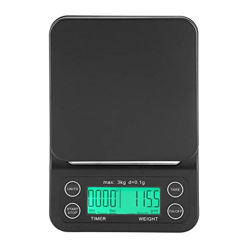 3KG/0.1g Electronic LCD Digital Kitchen Food Scale Drip Coffee Weighing with Timer(Green)