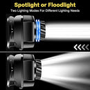 Necomi LED Rechargeable Headlamp,650 Lumens 1200mAh Battery 5 Modes Multi-Function Headlight Flashlight, Waterproof Head Torch with Red Light for Camping Running Cycling Fishing