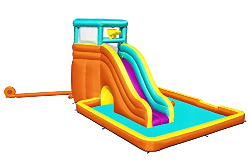 Bestway Inflatable Water Park 5.65x3.73x2.65m Slide World Jumping Castle, Climbing Wall Game, Double Slides Blow Up Playground Bouncer for Outdoor