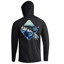 Palmyth Fishing Hoodie for Men Long Sleeve Sun Protection UV UPF 50+ Shirts, Cowboy Rides Bass / Black, Large