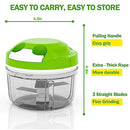 Manual Food Processor Vegetable Chopper, Portable Hand Pull String Garlic Mincer Onion Cutter for Veggies, Ginger, Fruits, Nuts, Herbs, etc., 2 Cup, Green