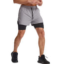 Surenow Mens 2 in 1 Running Shorts Quick Dry Athletic Shorts with Liner, Workout Shorts with Zip Pockets and Towel Loop, Light Grey, Medium