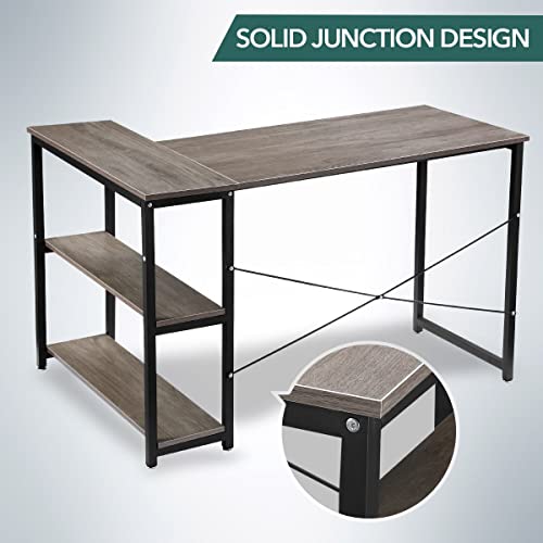 Luxsuite Computer Desk with Shelf L Shape Study Table Writing Workstation Corner Desk Home Office Oak