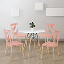 Simpol Home DSW Armless Modern Plastic Chairs with Wood Legs for Living, Bedroom, Kitchen, Dining,Lounge Waiting Room, Restaurants, Cafes, Set of 4, Pink Light