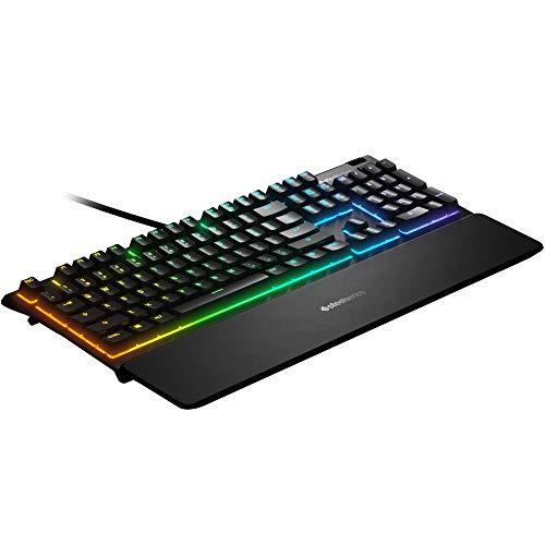 SteelSeries Apex 3 Whisper Quiet IP32 Water & Dust-Resistant Gaming Keyboard - Prism 10-Zone RGB Illumination - Premium Magnetic Wrist Rest