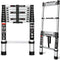 Koreal Telescoping Ladder,2.6Meter Aluminum Folding Telescopic Ladder with Locking Mechanism,Ladders Multi Purpose Collapsible Ladder for Home or RV Outdoor Work,Heavy Duty Load 330 lbs