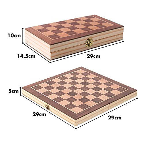 Chess Board, Magnetic Chess Sets Wooden Travel Chess Set for Adults and Kids, Folding Chess Board Set with Crafted Chess Pieces Includes Extra Queens