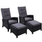 Gardeon 2pc Recliner Chairs Sun Lounge Wicker Lounger Outdoor Chair Day Bed Patio Furniture Black