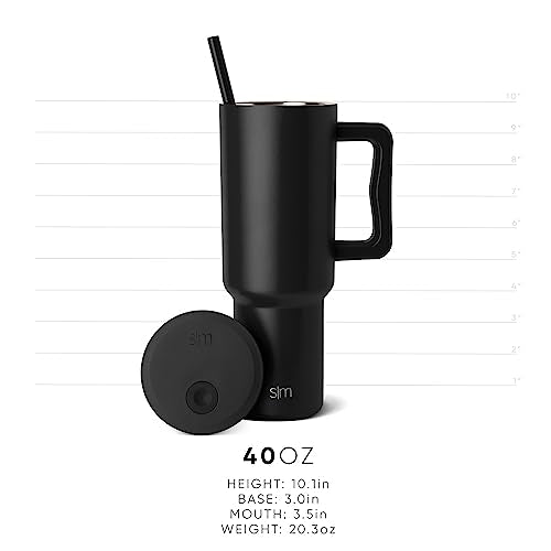 Simple Modern 40 oz Tumbler with Handle and Straw Lid | Insulated Cup Reusable Stainless Steel Water Bottle Travel Mug Cupholder Friendly | Gifts for Women Men Him Her | Trek Collection | Winter White