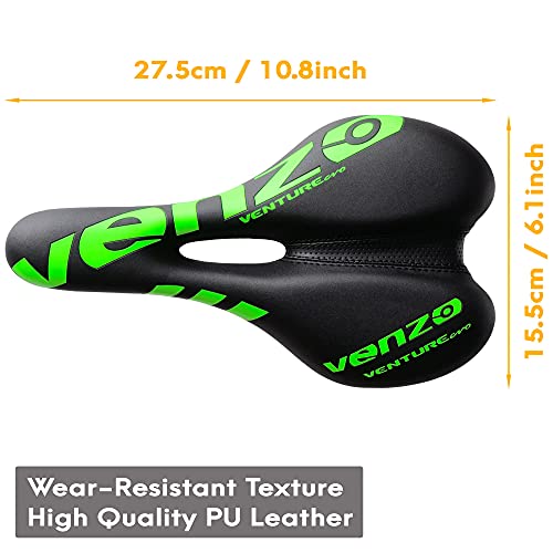 Venzo Comfortable Bike Bicycle Saddle Seat - for MTB, Road, Exercise, Trekking, Folding, Hybrid & Cruiser Bikes - XC Saddle Seat in Green