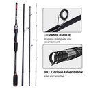 Goture Travel Spinning Rod 4 Sections Spinning Fishing Rods Lightweight Carbon Fiber Poles M Power MEADEA Fast Action 6.6ft 6