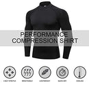 3 Pack Mens Mock Turtleneck Compression Shirts Long Sleeve Sun Protection Shirts Cooling Workout Gym Tops Undershirt, Blkgry+grey+white, Large
