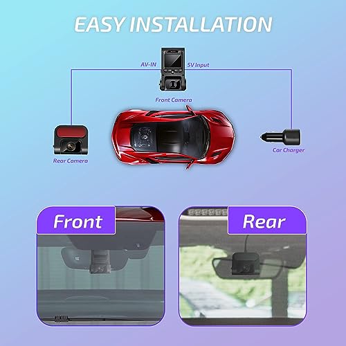 ALLIUMS 2.5K Dash Cam Duo: Front and Rear Dash Cameras with Wi-Fi & GPS, Dash Cam WDR, Dash Cam G-Sensor, Dash Cam Loop Recording, Dash Cam IR Night Vision, Supports 256GB Max