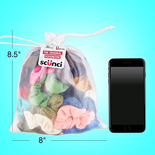 Conair Scunci by The Original Super Comfy Waffle Knit Scrunchie, Assorted Scrunchies 36 Count