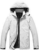 MOERDENG Men's Waterproof Rain Jacket Outdoor Lightweight Softshell Raincoat for Hiking Travel, Light Grey-04, X-Large