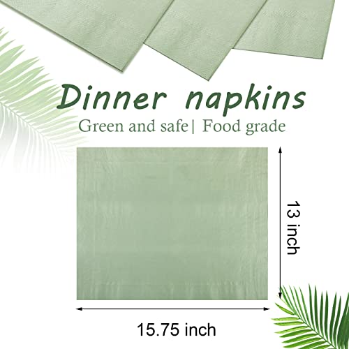 Dinner Napkins Paper Hand Towels Disposable Cocktail Napkins Dinner Napkins for Wedding, Birthday, Events, Guest Bathroom, Bridal Shower Party Favors, 13 x 15.75 Inch (Green,100 Pcs)