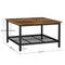 Vasagle Coffee Table, Square Cocktail Table with Spacious Table Top, Robust Steel Frame and Mesh Storage Shelf, Industrial Style, for Living Room, Rustic Brown and Black