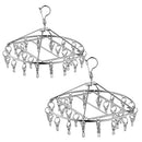 Stainless Steel Clothes Drying Rack with 30 Clothespin Pegs,2 Pack,Racks for Laundry,Sock Hanger,Anti-Wind Clip Hanger Clothesline Metal Laundry Drip for Drying Socks,Bras,Towel,Underwear…