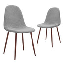 CangLong Fabric Cushion Seat Back, Mid Century Metal Legs for Kitchen Dining Room Side Chair, Set of 2, Grey