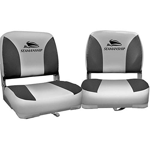 Seamanship Boat Seats, Set of 2 Folding Seat Swivel Chair Floor Chairs Marine Seating Fishing Outdoor Accessories, All Weather Conditions Stainless Steel Grey