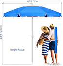 Portable Beach Umbrella for Sand: 7FT Arc Length 6.5FT Diameter Outdoor Umbrella with Anchor Heavy Duty and Adjustable Tilt Pole - UV 50+ Windproof Beach Umbrella with Carry Bag for Beach, Patio, Garden