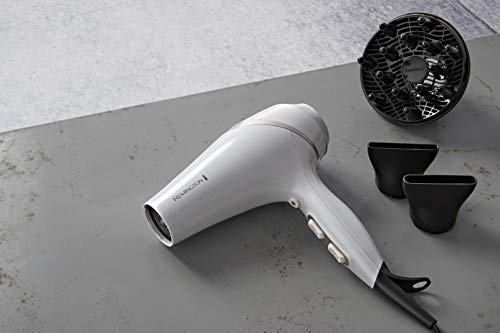 Remington Hydraluxe AC Hair Dryer, AC8901AU, 2300W Salon Professional Styling (AU Plug), Moisture Lock Micro-Conditioners, Ionic Conditioning Prevent Frizz, Includes 2 Concentrators & Diffuser, White