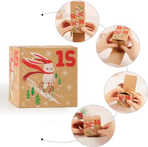 Qeekzeel Advent Calendar for Filling 24 Advent Calendar Boxes Beautiful 2023 Gift Bag Christmas Motifs Advent Calendar Boxes