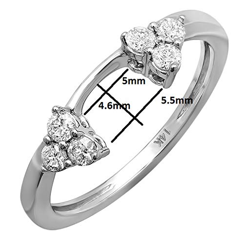 0.30 Carat (ctw) 14K White Gold Round Diamond Ladies Anniversary Wedding Ring Matching Guard Band 1/3 CT (Size 8)