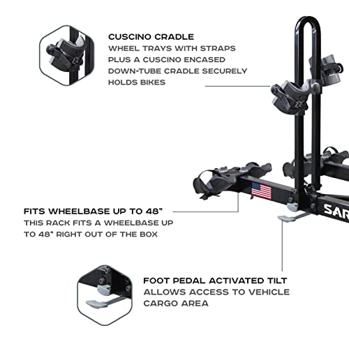 Saris Freedom Bike Hitch Car Rack, 4-Bicycle Carrier, Black