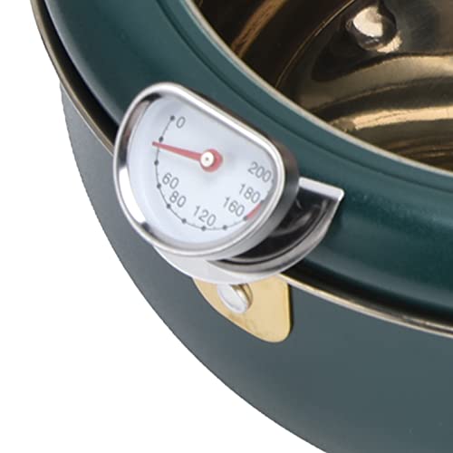 Deep Fryer Pot, 304 Stainless Steel Frying Pot with Thermometer & Lid High Temperature Resistance Nonstick Tempura Fry Pot Portable Mini Deep Fryer for French Fries Shrimp Chicken (Dark Green)