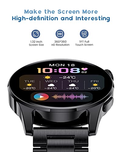 LIGE Smart Watch with Bluetooth Calls Voice Chat,Activity Tracker with 24/7 Heart Rate Sleep Monting,1.32"Full Touch Fitness Tracker IP67 Waterproof Step Counter Smartwatch for Android iOS Black