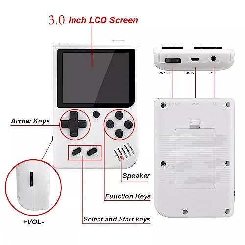 ZOMTOP Retro Portable Mini Handheld Video Game Console 8 Bit 3.0 Inch Color LCD Kids Color Game Player Built in 500 Games Support TV Connection(Pink)