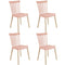 Simpol Home DSW Armless Modern Plastic Chairs with Wood Legs for Living, Bedroom, Kitchen, Dining,Lounge Waiting Room, Restaurants, Cafes, Set of 4, Pink Light