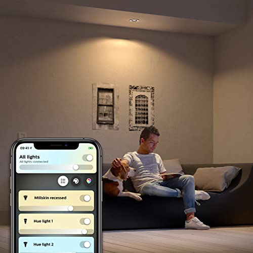 Philips Hue White Ambiance Milliskin Recessed Spotlight, 250 lm, Round, White, Dimmable, All White Shades, Controllable via App, Compatible with Amazon Alexa (Echo, Echo Dot), Pack of 1
