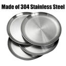 WANBY Stainless Steel Plates Metal Lightweight Steel Plate Unbreakable Dinner Dishes Plates Set Non-Toxin Dishwasher Safe BPA Free and Healthy (4 Pcs)
