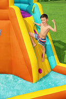 Bestway Inflatable Water Park 5.65x3.73x2.65m Slide World Jumping Castle, Climbing Wall Game, Double Slides Blow Up Playground Bouncer for Outdoor