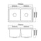 Welba Kitchen Sink Rectangle Double Bowls 770x450x230mm White