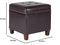 HomePop Leatherette Tufted Square Storage Ottoman with Hinged Lid, Brown