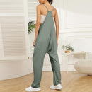 Women's Casual Baggy Sleeveless Jumpsuits with Pockets Spaghetti Strap Stretchy Loose Romper Wide Leg Overalls Jumpers