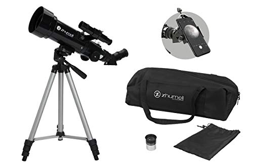 Zhumell - 70mm Portable Refractor Telescope - Coated Glass Optics - Ideal Telescope for Beginners - Digiscoping Smartphone Adapter