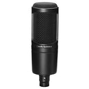 Audio-Technica AT2020PK Vocal Microphone Pack for Streaming/Podcasting, Includes XLR Cardioid Condenser Mic, Adjustable Boom Arm, and Monitor Headphones,Black