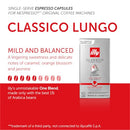 Illy Espresso Single Serve Coffee Compatible Capsules, 100% Arabica Bean Signature Italian Blend, Classico Lungo Medium Roast, 10 Count