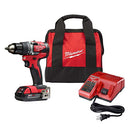 Milwaukee 2801-21P M18 18-Volt Lithium-Ion Compact Brushless Cordless 1/2 in. Drill/Driver Kit