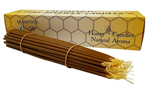 50 Natural Pure Beeswax Taper Candles 11" Tall Church Jerusalem Holy Land Candles