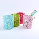 1 P C Metal Hollow Rose Flower Design Cylinder Pen Pencil Pot Holder Storage Pen Case Office Stationary Supplies