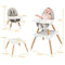 BABY JOY 5 in 1 High Chair, Convertible High Chairs for Babies and Toddlers/Booster Seat/Table and Chair Set, Infant Wooden Highchair w/ 5-Point Harness, 4-Position Removable Tray & PU Cushion (Gray)
