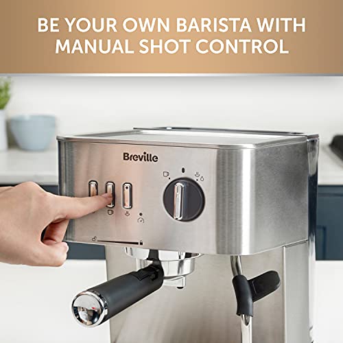 Breville Bijou Espresso Machine | Automatic and Manual Espresso, Cappuccino & Latte Maker | 15 Bar Pump | Steam Wand | Silver [VCF149]
