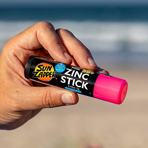 Sun Zapper SPF 50+ Zinc Stick Mineral Sunscreen 12 g (Pack of 4), Pink/Blue/Yellow/Green