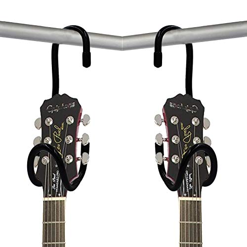 2 pack, Closet Guitar Hanger/Display Rack Guitar Bar Hanger Guitar Bracket Holder Guitar Stand Portable Black Guitar Holder With No slip Rubber Padding - Does not include guitar