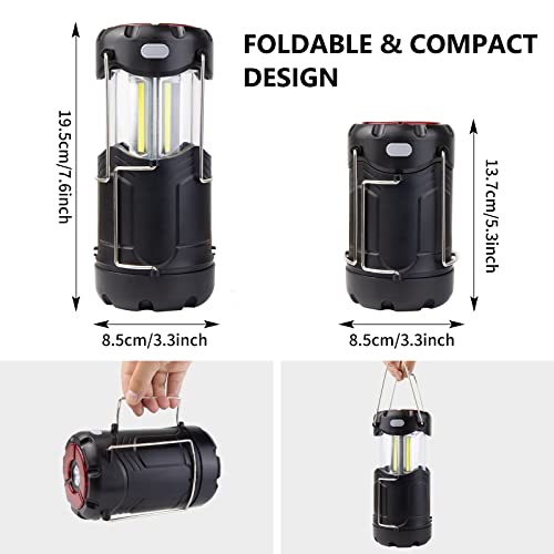 ZCOINS Rechargeable LED Collapsible Camping Lantern, Portable Battery Powered Flashlight, Handle Camping Light Lamp with Magnetic for Hurricane Power Outages Fishing Emergency Tent Hiking Supplies